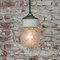 Lampada a sospensione vintage industriale in ottone e porcellana bianca con vetro trasparente rigato, Immagine 5