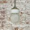 Lámpara colgante industrial vintage de porcelana blanca y latón con vidrio transparente a rayas, Imagen 6