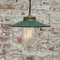 Lampe à Suspension Vintage Pétrole en Émail, Laiton et Verre Transparent 4