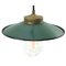 Lampe à Suspension Vintage Pétrole en Émail, Laiton et Verre Transparent 2