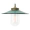 Lampe à Suspension Vintage Pétrole en Émail, Laiton et Verre Transparent 1