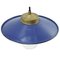 Vintage Blue Enamel, Brass and Clear Glass Pendant Light 2