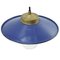 Vintage Blue Enamel, Brass and Clear Glass Pendant Light, Image 2