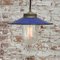 Vintage Blue Enamel, Brass and Clear Glass Pendant Light, Image 4