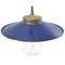 Vintage Dark Blue Enamel, Brass and Clear Glass Pendant Light, Image 2