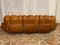 Mid-Century Italian Space Age Living Room Set in Natural Leather, 1970s, Set of 3 3