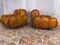 Mid-Century Italian Space Age Living Room Set in Natural Leather, 1970s, Set of 3 18