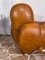 Mid-Century Italian Space Age Living Room Set in Natural Leather, 1970s, Set of 3 14