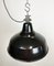 Industrial Black Enamel Factory Ceiling Lamp with Cast Iron Top, 1950s, Image 7