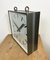 Large Industrial Square Double-Sided Factory Hanging Clock from Pragotron, 1970s, Image 3