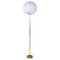Mid-Century Asea Brass Floor Lamp with Round Cotton Shade, Sweden, 1960s, Image 1