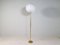 Mid-Century Asea Brass Floor Lamp with Round Cotton Shade, Sweden, 1960s, Image 3