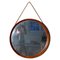 Mid-Century Round Mirror in Leather and Teak by Glas & Wood Hovmantorp, Sweden, 1960s 2