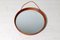 Miroir Rond Mid-Century en Cuir et Teck par Glas & Wood Hovmantorp, Suède, 1960s 7