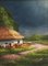 Prima della pioggia: veduta di una strada di campagna e di una capanna ucraina, XX secolo, Olio su tavola, con cornice, Immagine 2