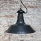 Lampada a sospensione vintage industriale smaltata nera, Francia, Immagine 4