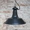 Vintage French Industrial Black Enamel Pendant Light 4
