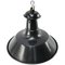 Lámpara colgante industrial francesa vintage esmaltada en negro, Imagen 2