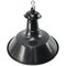 Vintage French Industrial Black Enamel Pendant Light 2