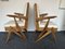 Vintage Mid-Century Modern Italian Compass Wood Armchairs by Le Corbusier, 1960s, Set of 2 3