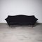 Großes geschwungenes italienisches Mid-Century Sofa aus schwarzem Leinen, 1950er 2