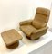 Vintage Buffalo Leather Ds-50 Executive Swivel Armchair and Ottoman from de Sede, 1970s, Set of 2 1