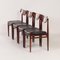 Rosewood Dining Chairs with New Black Leather, 1960s, Set of 4 3