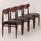 Rosewood Dining Chairs with New Black Leather, 1960s, Set of 4 6