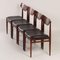 Rosewood Dining Chairs with New Black Leather, 1960s, Set of 4 5
