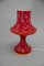 Lámpara de mesa de vidrio rojo atribuida a Valasske Mezirici, años 70, Imagen 4