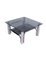 Coffee Table in Chromed Metal Structure & Black Glass Top, 1970s 1