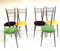 Metal, Brass & Velvet Chairs, Italy, 1960s, Set of 6 1