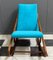 Armless Rocking Chair in Blue Velvet Upholstery from Ton, 1960s 10