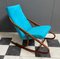 Armless Rocking Chair in Blue Velvet Upholstery from Ton, 1960s 2
