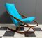 Armless Rocking Chair in Blue Velvet Upholstery from Ton, 1960s 6