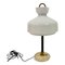 Italian White Glass and Brass Table Lamp, 1950s, Image 1