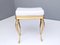 Vintage White Plastic Ottoman with Cast Brass Legs, Italy, 1950s 1