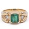 Vintage 18k Yellow Gold Ring with Emerald & Two Diamonds, 1970s 1