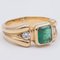 Vintage 18 Karat Gelbgold Ring mit Smaragd & Zwei Diamanten, 1970er 3