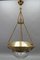 French Brass and Bronze Pendant Light with Cut Glass Lampshade, 1900s 5