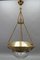 French Brass and Bronze Pendant Light with Cut Glass Lampshade, 1900s, Image 5