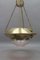 French Brass and Bronze Pendant Light with Cut Glass Lampshade, 1900s 7