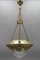 French Brass and Bronze Pendant Light with Cut Glass Lampshade, 1900s, Image 2