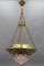 Lampada a sospensione in ottone e bronzo con paralume in vetro tagliato, Francia, inizio XX secolo, Immagine 4