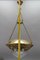 French Brass and Bronze Pendant Light with Cut Glass Lampshade, 1900s 17