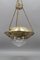 French Brass and Bronze Pendant Light with Cut Glass Lampshade, 1900s 6