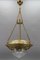 Lampada a sospensione in ottone e bronzo con paralume in vetro tagliato, Francia, inizio XX secolo, Immagine 11