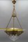 French Brass and Bronze Pendant Light with Cut Glass Lampshade, 1900s 16