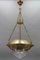 French Brass and Bronze Pendant Light with Cut Glass Lampshade, 1900s 15