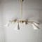 Lámpara de araña italiana con altavoces de aluminio y estructura de latón al estilo de Stilnovo Models, años 50, Imagen 7